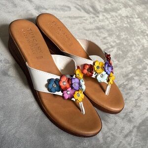 Tuscany Wedge Floral Sandals - Multicolor